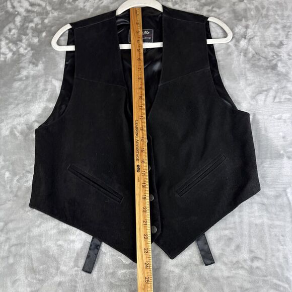 Vintage Katch Me SF Suede Leather Vest Men's L Black Snap Front Pockets (1166) - Picture 9 of 9